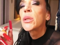 Moth reccomend lady with long nails smoking leather