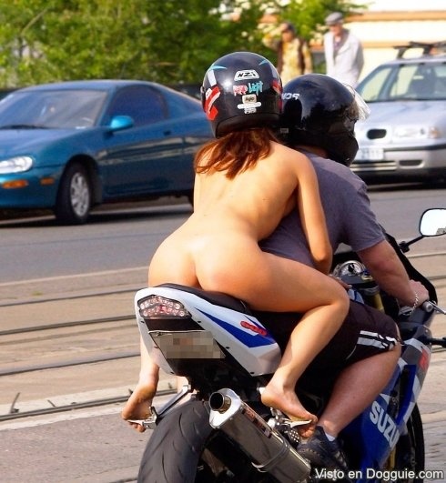Semi nude sexy biker chick