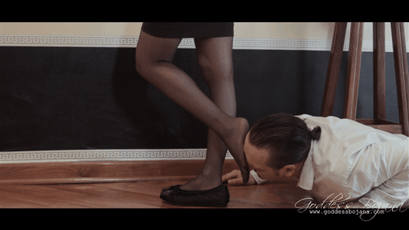 Goddess trample slave nylon socks
