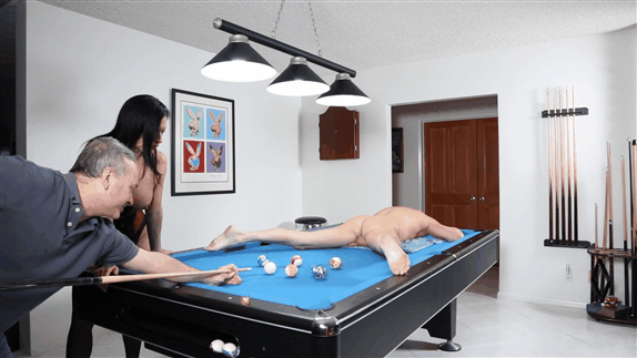 Pool table cuckold chastity
