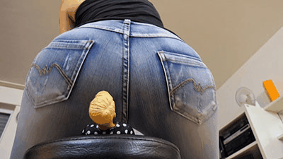 Blonde giantess leather pants masturbating