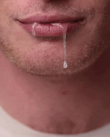 Saliva glossy lips
