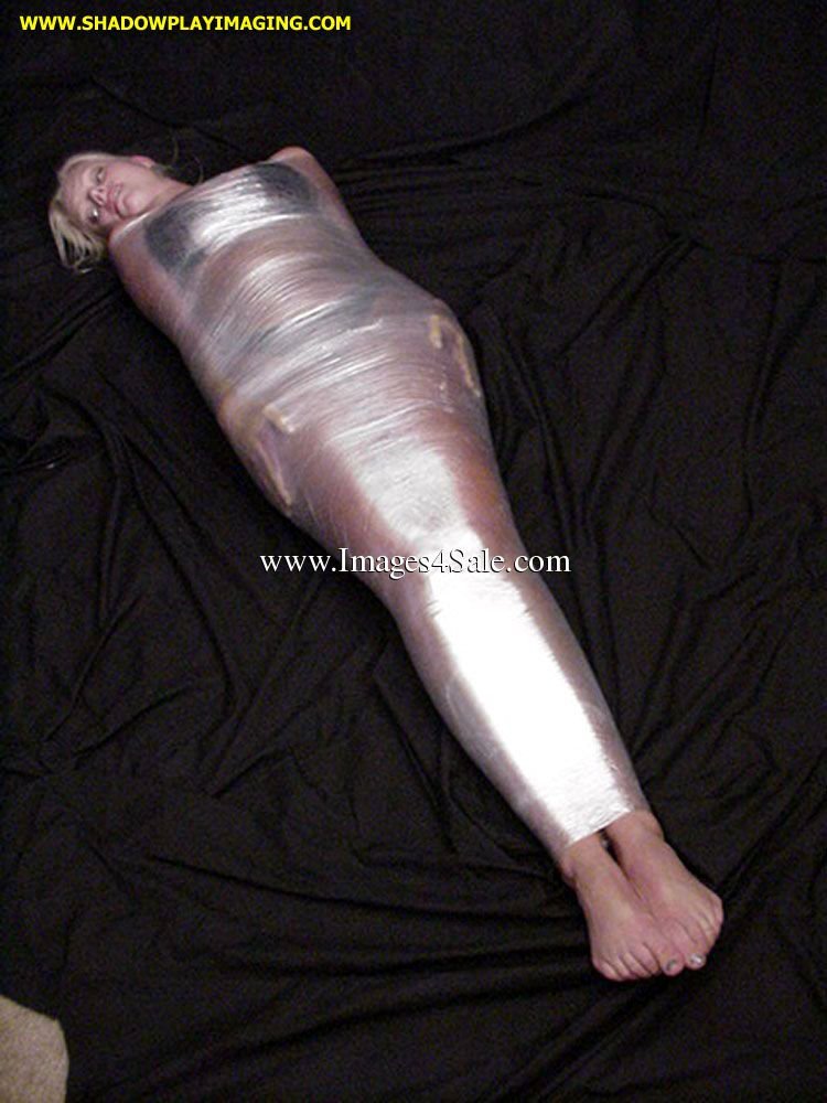 Girls wrapped plastic