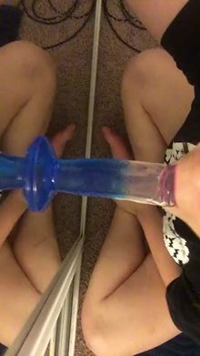 best of Dildo front mirror sucking camera